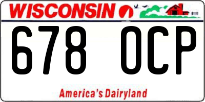 WI license plate 678OCP