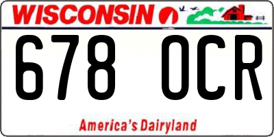 WI license plate 678OCR