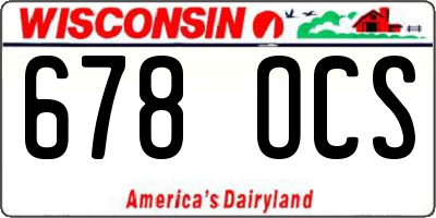 WI license plate 678OCS