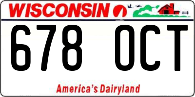 WI license plate 678OCT