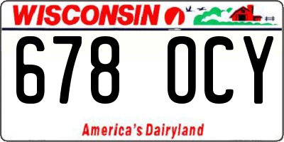WI license plate 678OCY