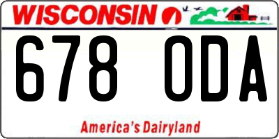 WI license plate 678ODA