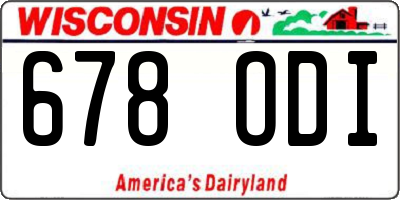 WI license plate 678ODI