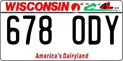 WI license plate 678ODY