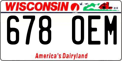 WI license plate 678OEM