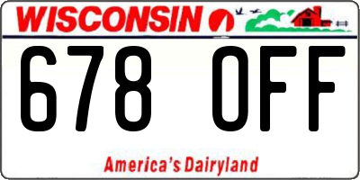 WI license plate 678OFF