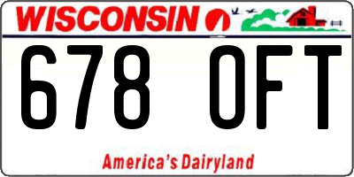 WI license plate 678OFT