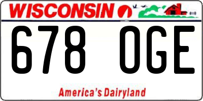 WI license plate 678OGE