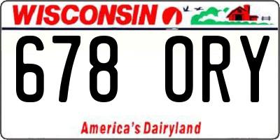 WI license plate 678ORY