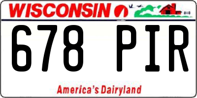 WI license plate 678PIR