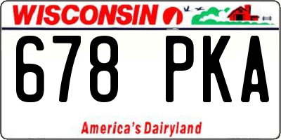 WI license plate 678PKA
