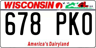 WI license plate 678PKO