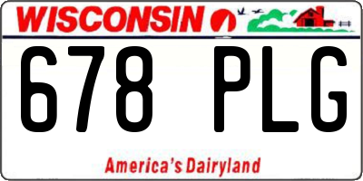 WI license plate 678PLG