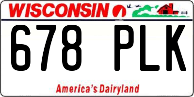 WI license plate 678PLK