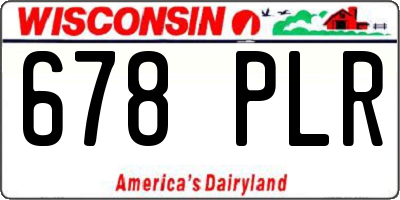 WI license plate 678PLR
