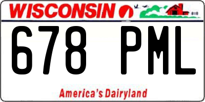 WI license plate 678PML