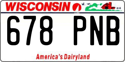WI license plate 678PNB