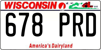 WI license plate 678PRD
