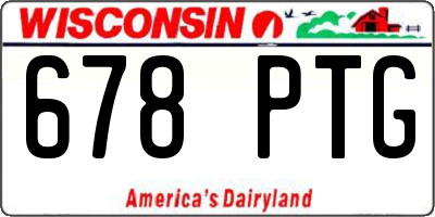 WI license plate 678PTG