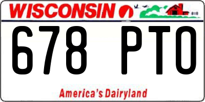 WI license plate 678PTO
