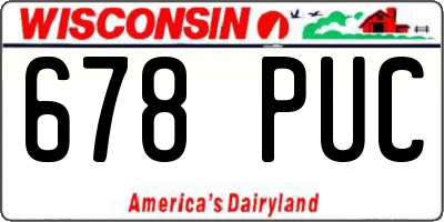 WI license plate 678PUC