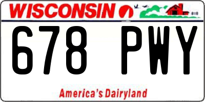 WI license plate 678PWY