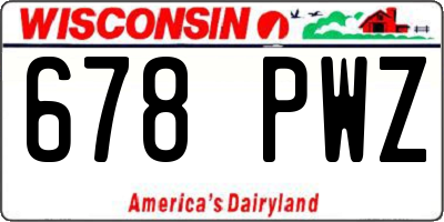 WI license plate 678PWZ