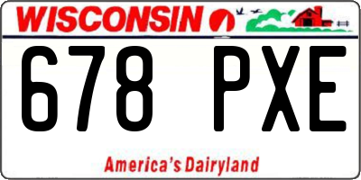 WI license plate 678PXE
