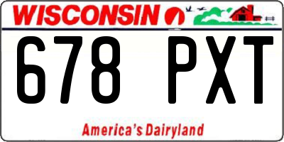 WI license plate 678PXT
