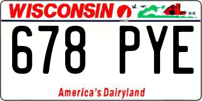 WI license plate 678PYE
