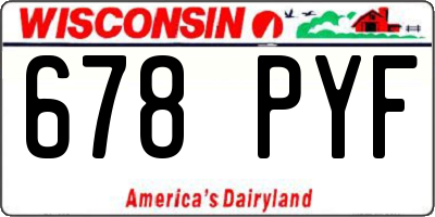 WI license plate 678PYF