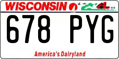 WI license plate 678PYG