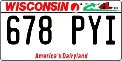 WI license plate 678PYI