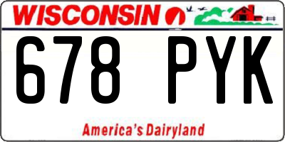 WI license plate 678PYK
