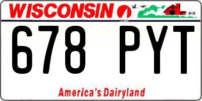 WI license plate 678PYT
