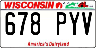 WI license plate 678PYV