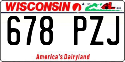 WI license plate 678PZJ
