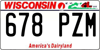 WI license plate 678PZM