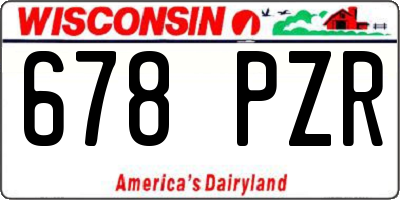 WI license plate 678PZR