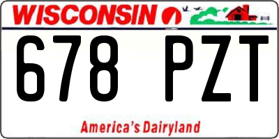 WI license plate 678PZT