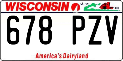 WI license plate 678PZV