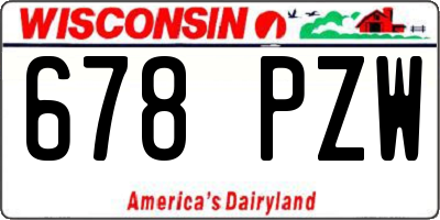 WI license plate 678PZW