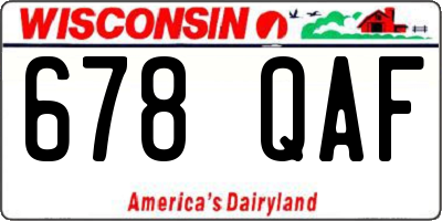 WI license plate 678QAF