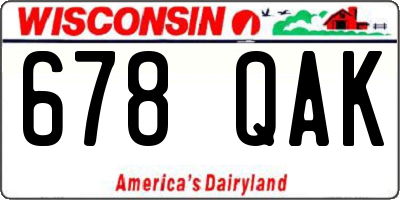 WI license plate 678QAK