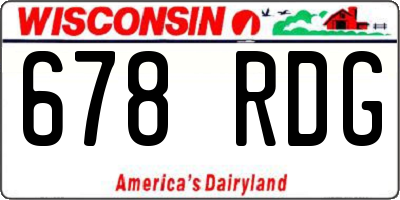 WI license plate 678RDG