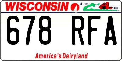 WI license plate 678RFA
