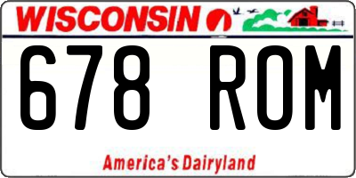 WI license plate 678ROM
