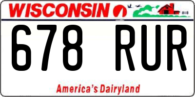 WI license plate 678RUR