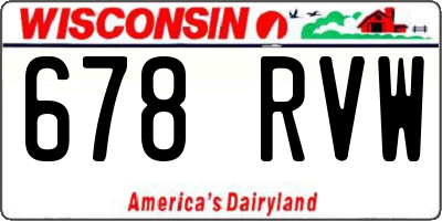 WI license plate 678RVW