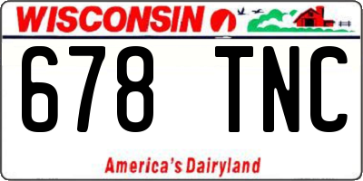 WI license plate 678TNC
